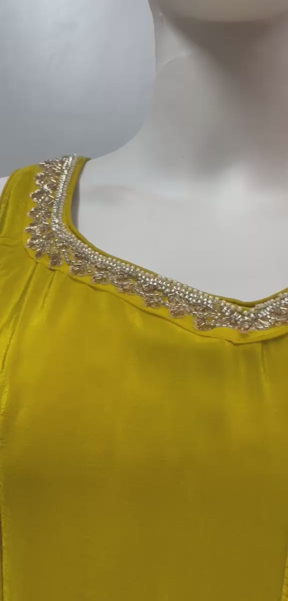 Mustard Yellow Embroidered Gharara Set