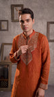 Burnt Orange Silver Embroidered Kurta Ensemble
