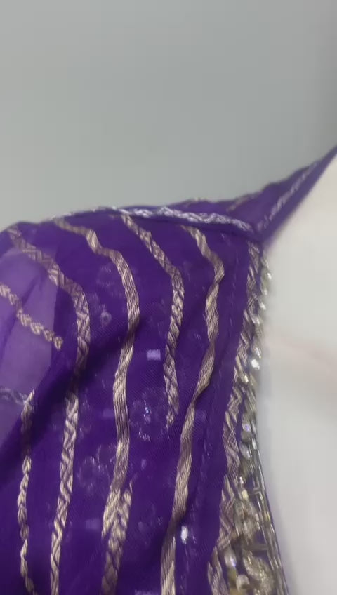 Royal Amethyst Purple Antique Gold Floral Palazzo Set