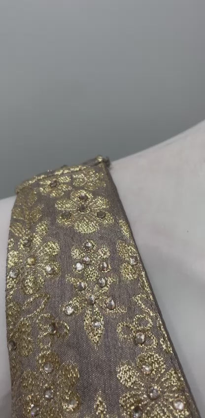 Taupe Gold Brocade Bridal Lehenga Couture Set