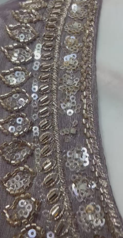 Smoky Mauve Gold Floral Palazzo Set