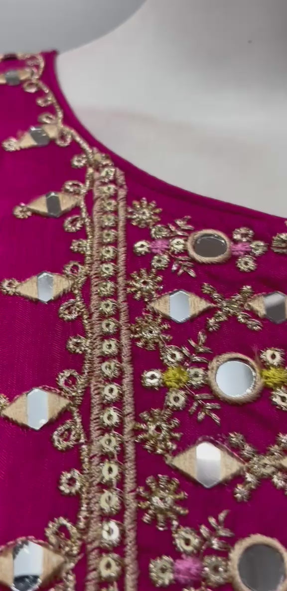 Rani Pink Gold Embroidered Festive Ensemble