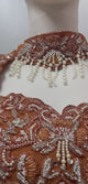 Copper Pearl Embroidered Draped Saree Set