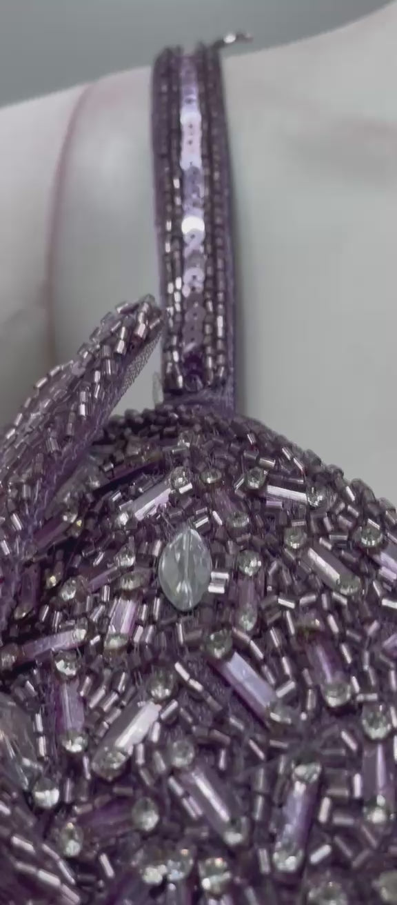 Mauve Crystal Draped Saree Set