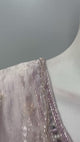 Dove taupe silver embroidered palazzo set shown in movement