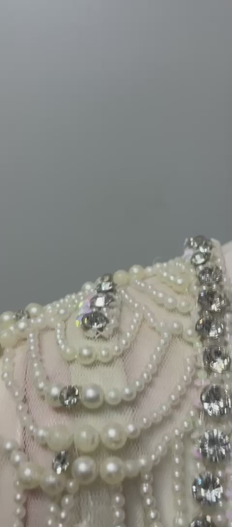 Ivory Silver Pearl Jewel Cape Palazzo Set