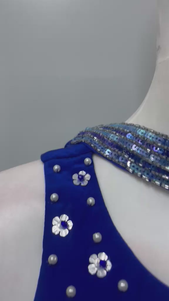 Royal Blue Silver Crystal Lehenga Set