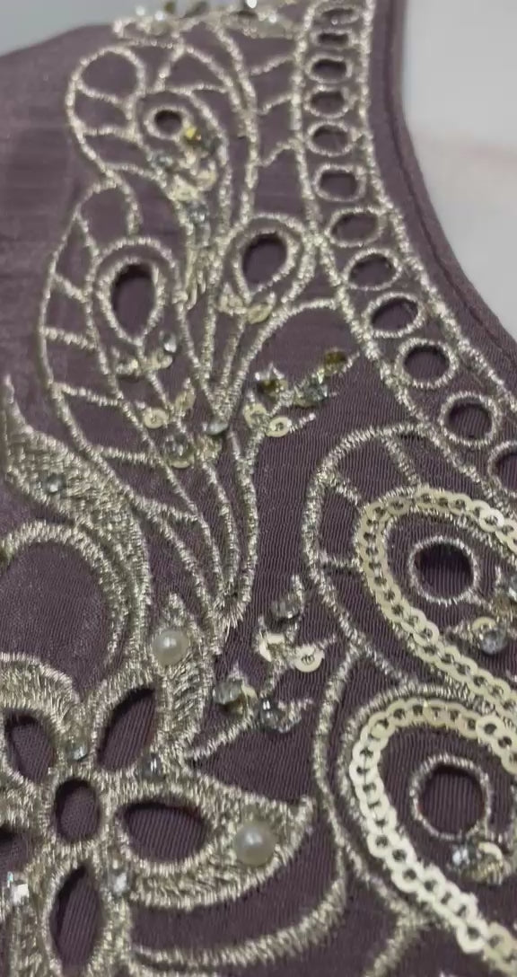 Smoky Mauve Zari Gharara Set