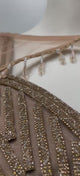Taupe Pearl Draped Cape Lehenga Set
