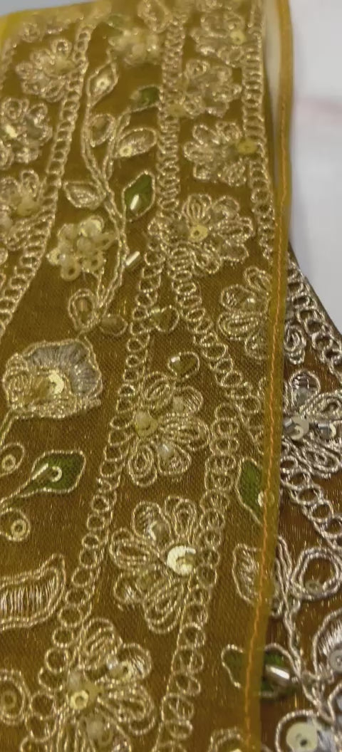 Mustard Gold Multicolor Jewel Longline Palazzo Set