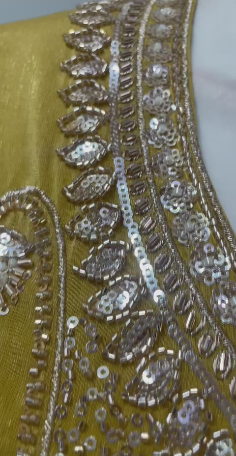 Antique Mustard Rose Gold Floral Palazzo Set