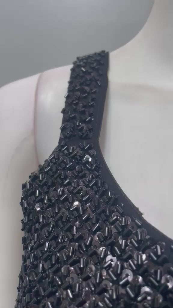 Classic Black Pre-Stitched Saree with Sequin Embellished Blouse – Contemporary Indian Party & Festive Wear
