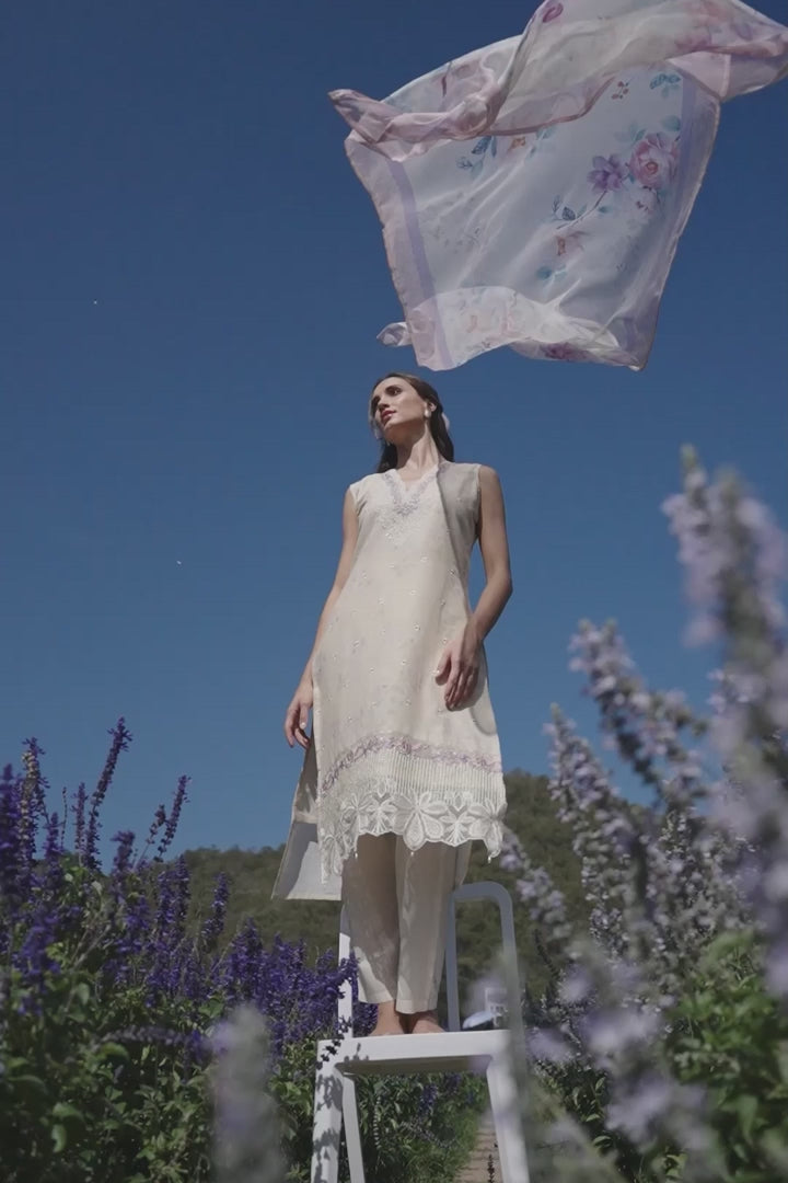 Lavender Blossom Embroidered Ensemble