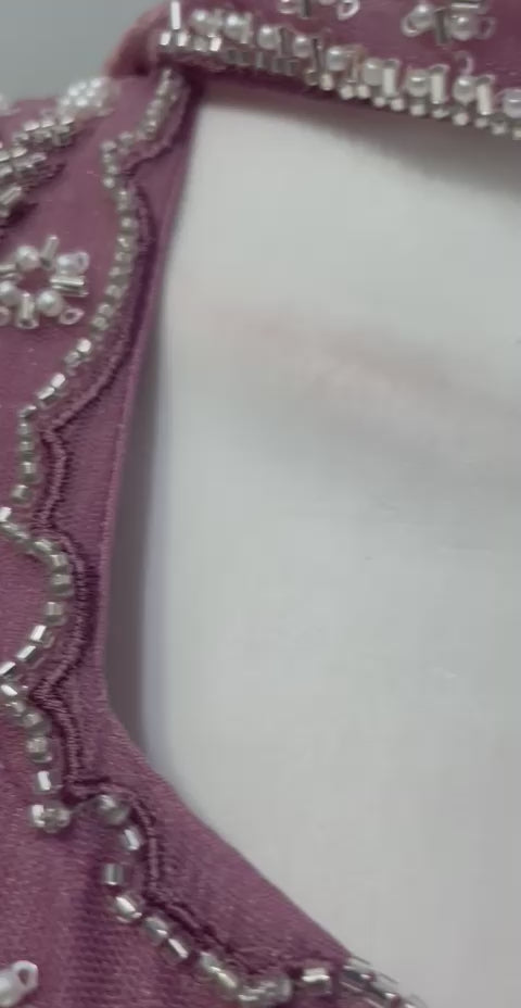 Dusty Mauve Silver Floral Palazzo Set