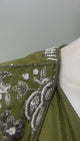 Moss Olive Silver Floral Jacket Gown Set