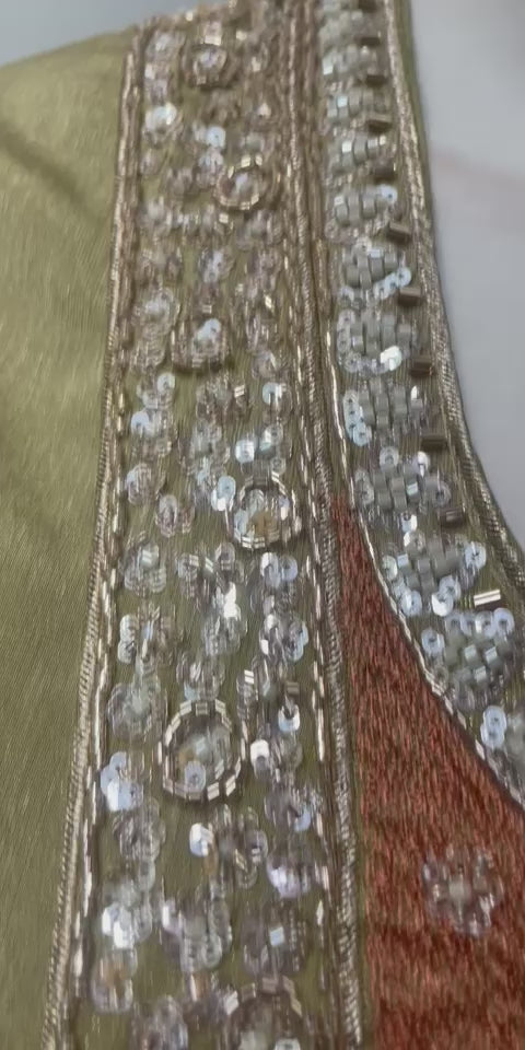 Antique Olive Copper Jewel Palazzo Set