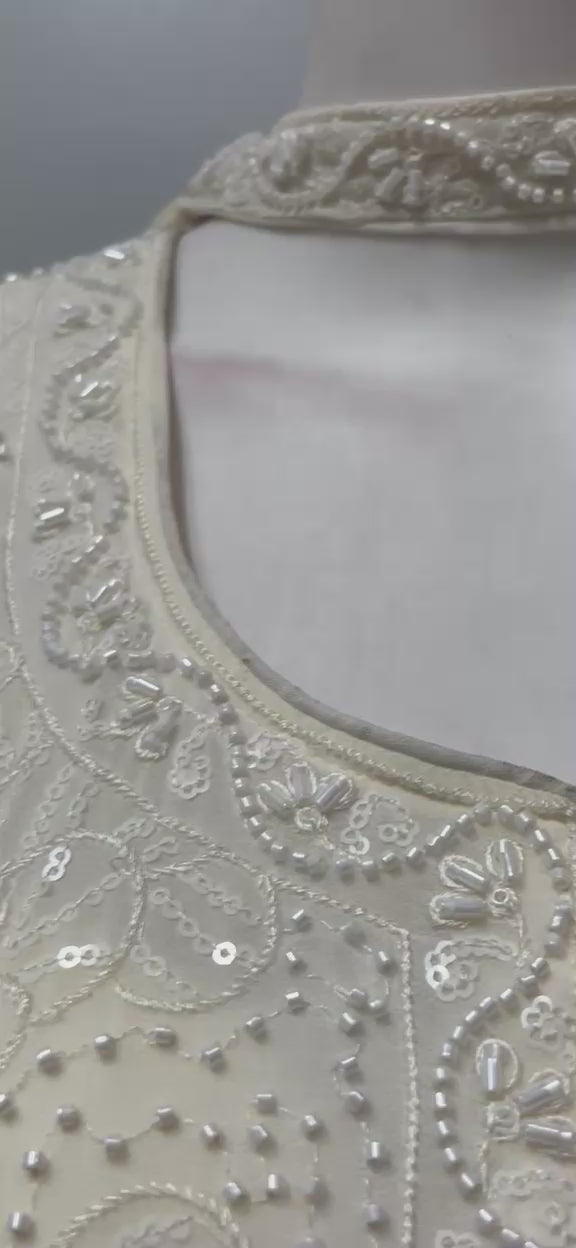 Ivory Pearl Embroidered Palazzo Couture Ensemble