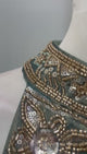 Smoky Teal Antique Gold Halter Palazzo Set
