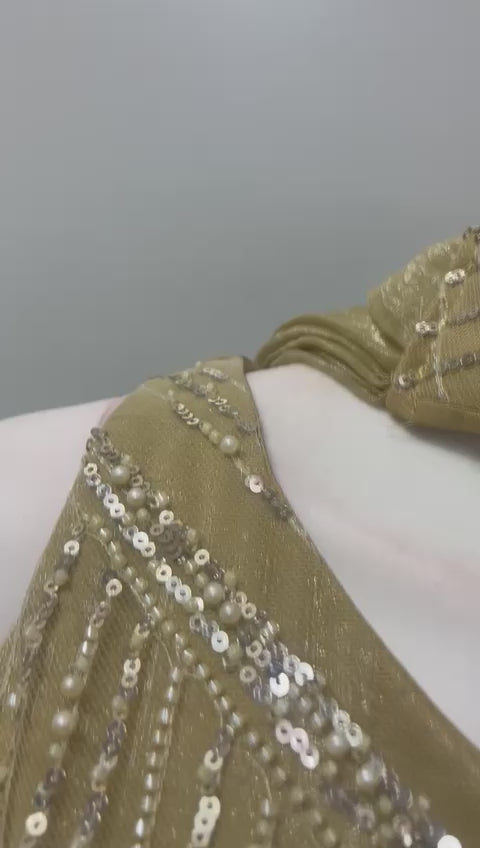 Antique Gold Pearl Jewel Palazzo Set