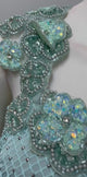 Seafoam Floral Embellished Draped Saree Set