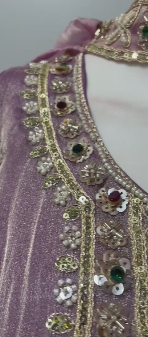 Dusty Plum Antique Gold Jewel Salwar Set