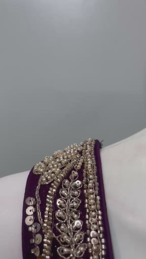 Aubergine Gold Embroidered Bridal Lehenga Set