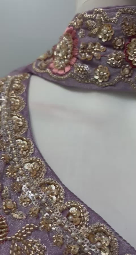 Dusty Lilac Gold Floral Palazzo Set
