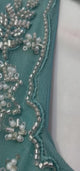 Dusty Teal Silver Floral Palazzo Set