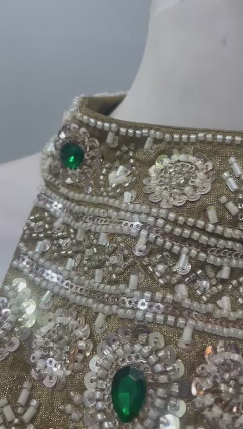 Antique Olive Multicolor Jewel Palazzo Set