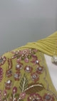 Chartreuse Jewel Embroidered Peplum Palazzo Ensemble