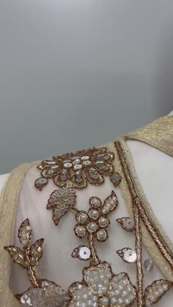 Champagne Gold Mirrorwork Palazzo Dupatta Set