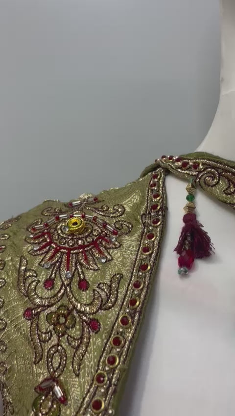 Antique Olive Jewel Corset Palazzo Set