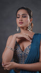 Deep Teal Embroidered Saree Set – Contemporary Glamour with Traditional Grace