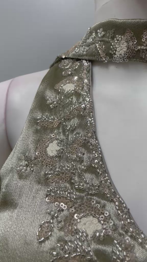 Sage Gold Embroidered Palazzo Set