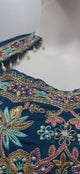 Teal Floral Embroidered Cape Palazzo Set