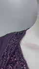 Midnight Plum Crystal Draped Saree Cape Set