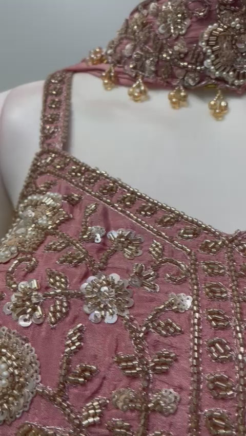 Dusty Rose Antique Gold Floral Palazzo Set