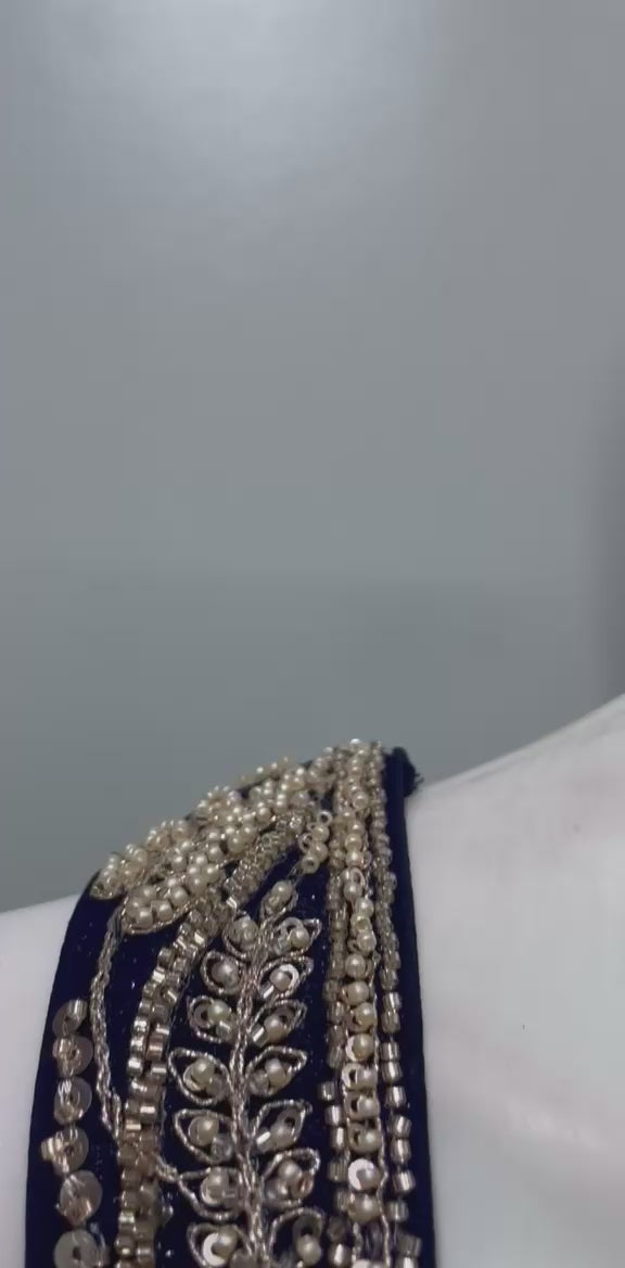 Midnight Navy Gold Embroidered Bridal Lehenga Set