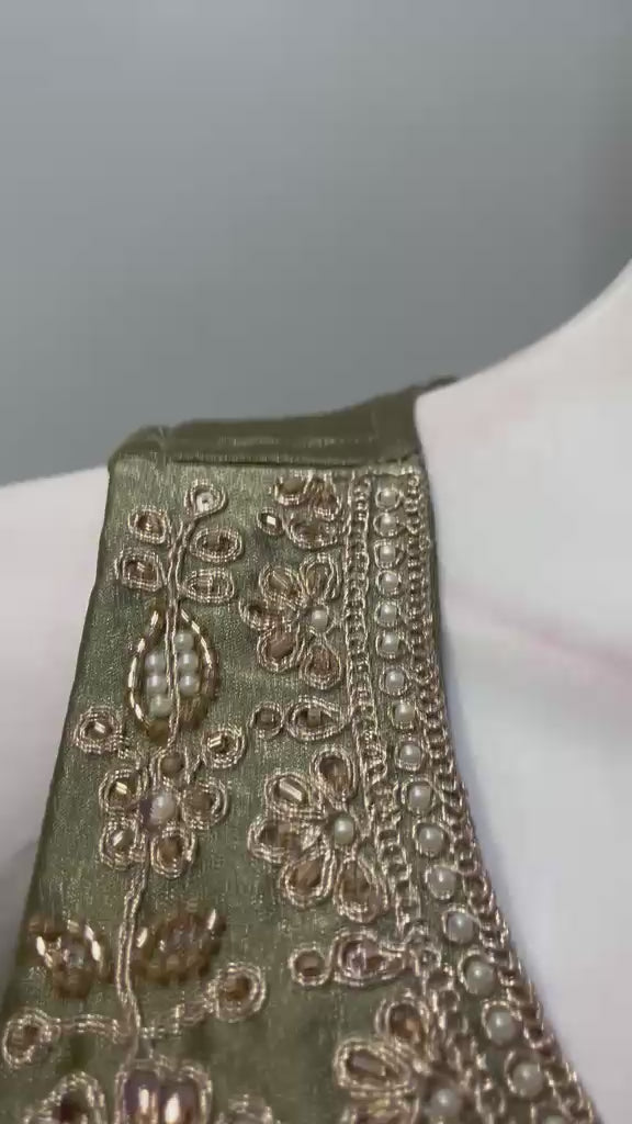 Antique Olive Gold Ruby Emerald Jewel Lehenga Set