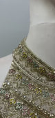 Champagne Gold Halter Pastel Border Anarkali Set