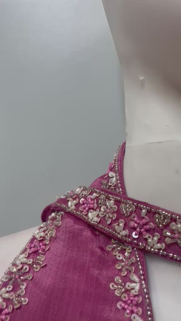 Raspberry Silver Embroidered Kurta Palazzo Set