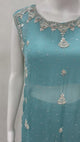 Aqua Blue Beaded Couture Ensemble