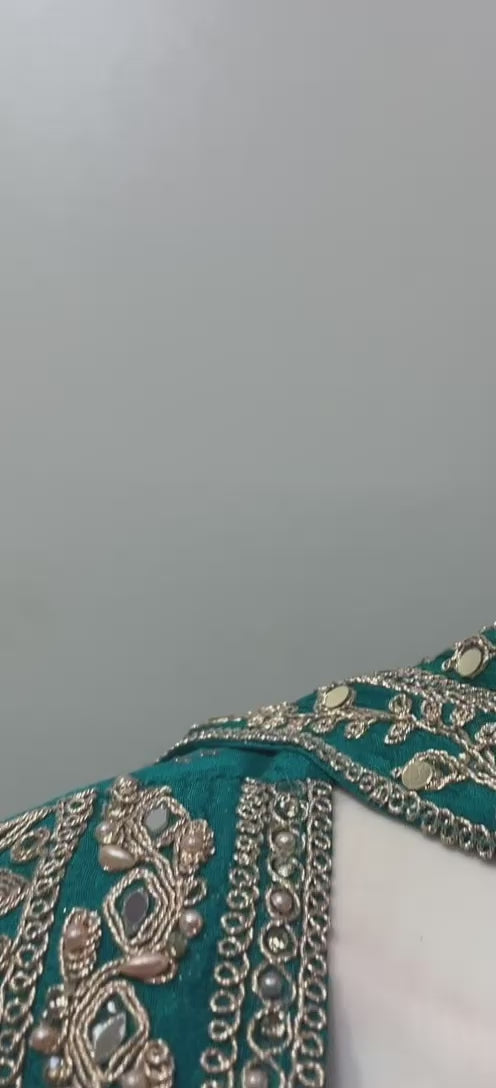 Teal Purple Jewel Tassel Kurta Palazzo Set