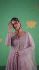 Blush Pink Embroidered Anarkali Gown – Graceful Charm with Luxe Detailing