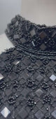 Black Halter Crystal Draped Saree Set