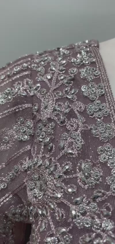 Mauve Silver Sequin Embroidered Lehenga Set