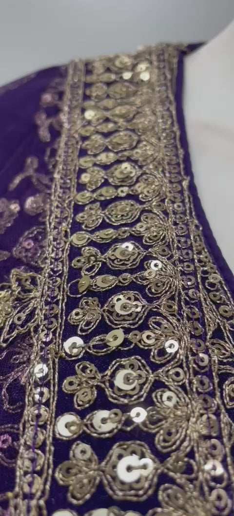 Midnight Royal Purple Embroidered Bridal Lehenga Set