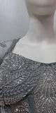 Steel Grey Silver Draped Saree Set