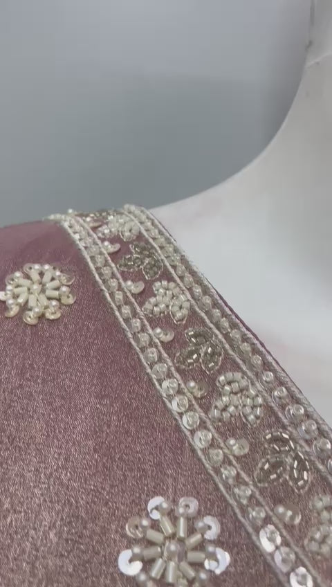 Dusty Mauve Pearl Floral Palazzo Set