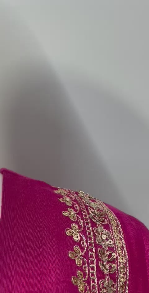 Fuchsia Gold Paisley Anarkali Set